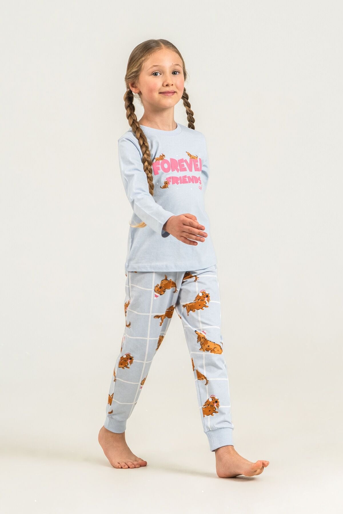 Rolypoly Kız Çocuk Forever Friends Mavi Uzun Kol Pijama Takım RP3907-C-V2