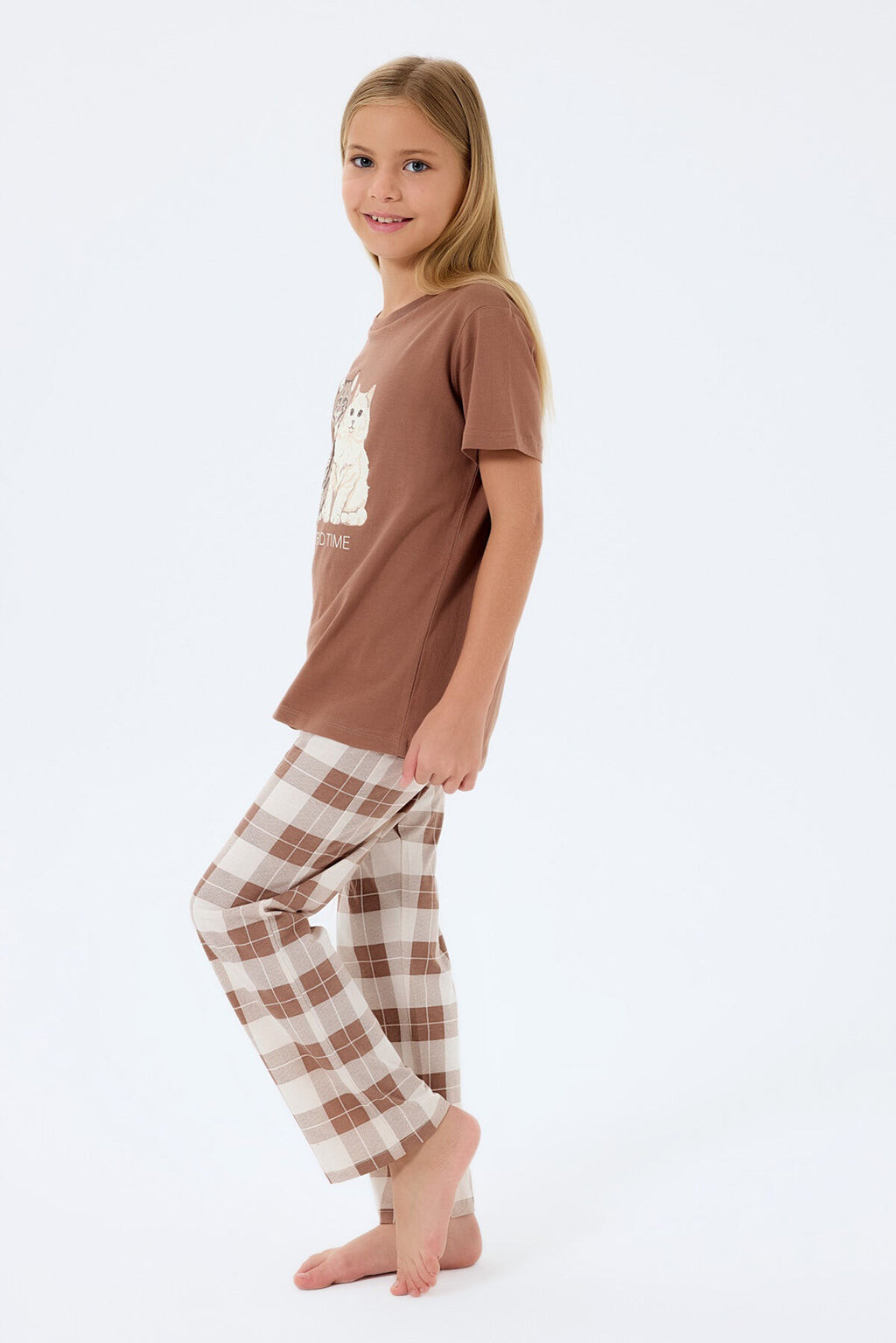 Rolypoly Kız Çocuk Kahverengi Pijama Takım