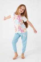 Unicorn Magic Krem  Kız Çocuk Kısa Kol Pijama Takım