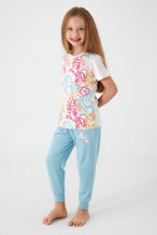 Unicorn Magic Krem  Kız Çocuk Kısa Kol Pijama Takım