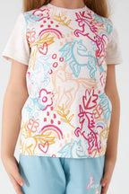 Unicorn Magic Krem  Kız Çocuk Kısa Kol Pijama Takım