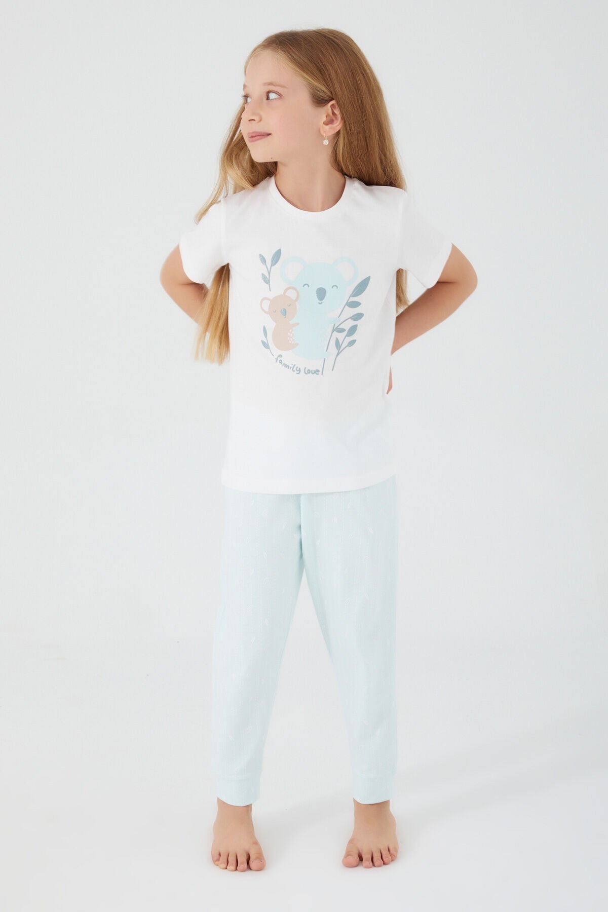 Teddy Bears Beyaz Kız Çocuk Kısa Kol Pijama Takım