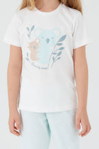 Teddy Bears Beyaz Kız Çocuk Kısa Kol Pijama Takım