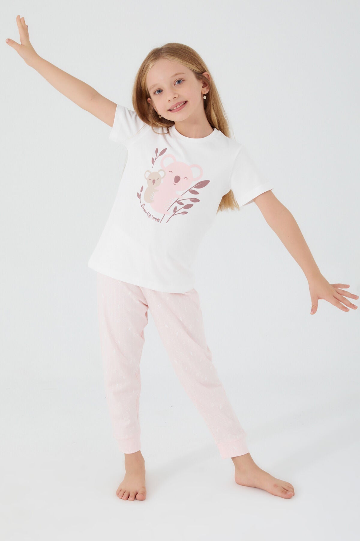 Teddy Bears Beyaz Kız Çocuk Kısa Kol Pijama Takım