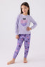 Rolypoly Kız Çocuk Bisiklet Yaka Pigment Baskılı Kışlık Regular Fit Mor Pijama Takımı RP3465-C-V2