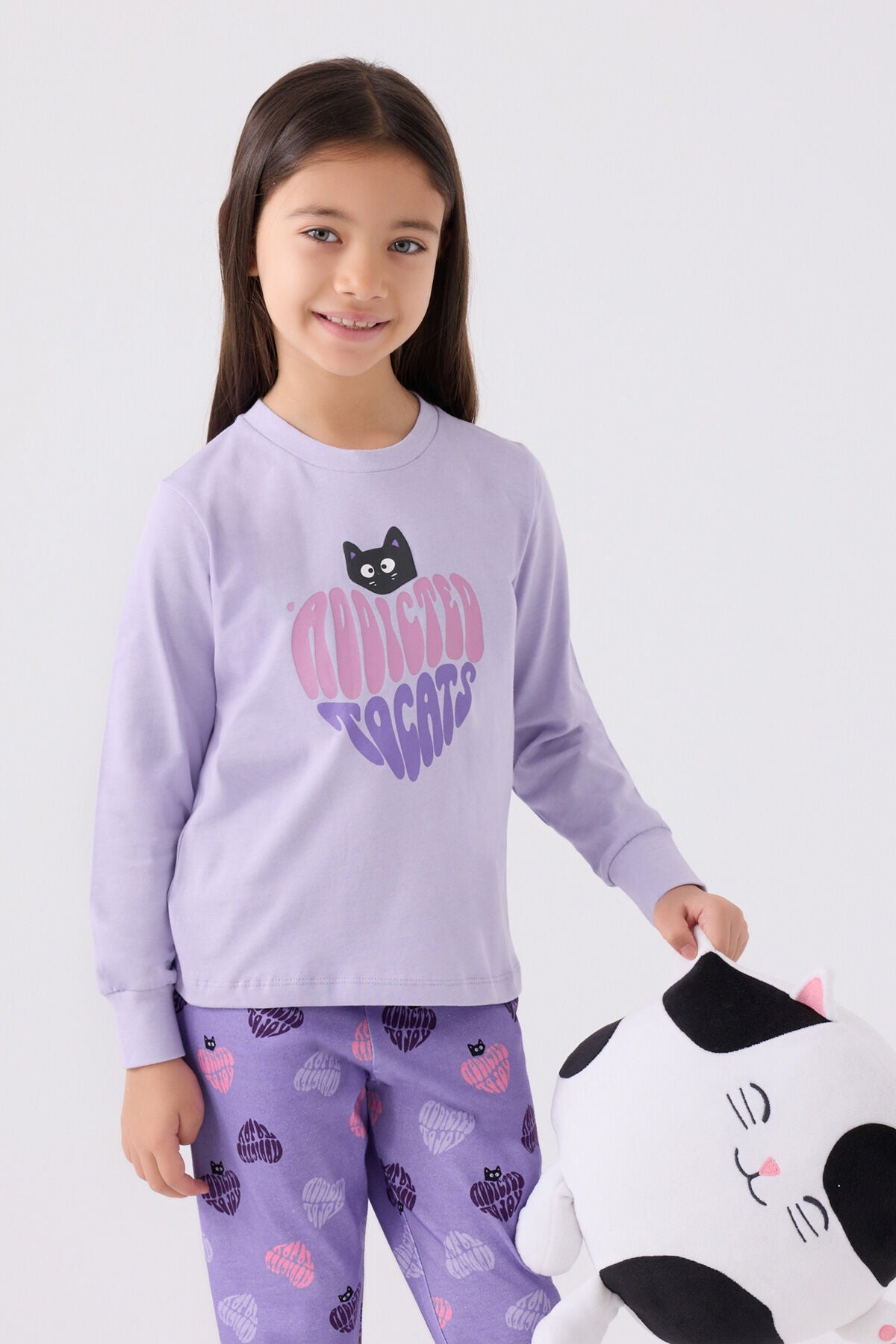 Kız Çocuk Mor Uzun Kol Pijama Takım Ürün ikincil görseli