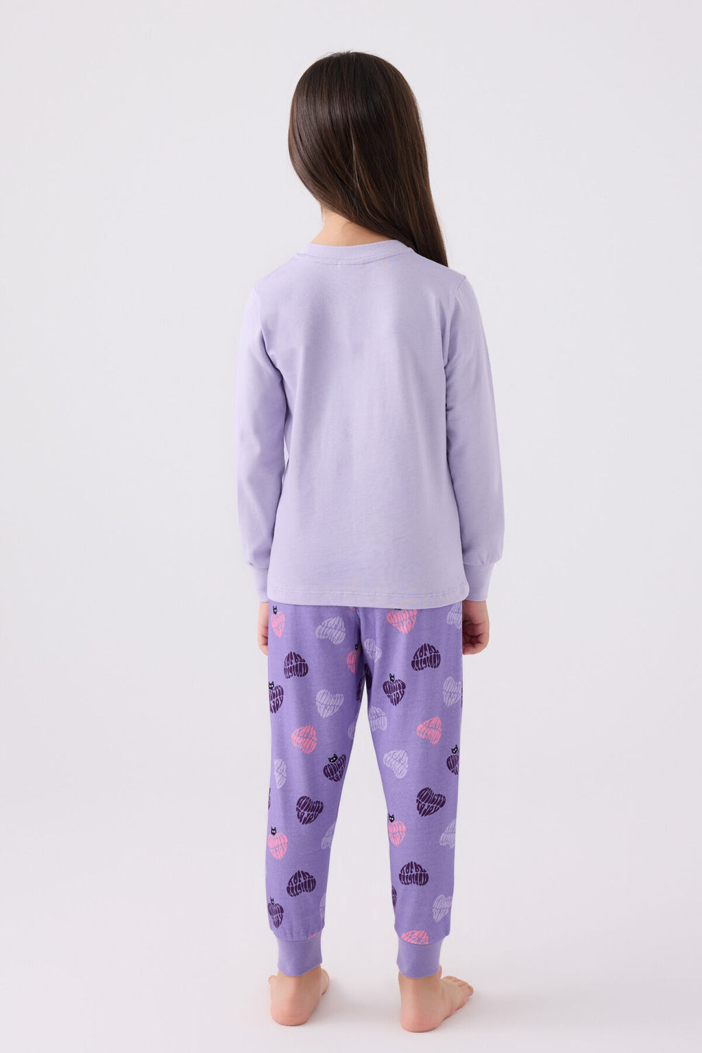 Kız Çocuk Mor Uzun Kol Pijama Takım