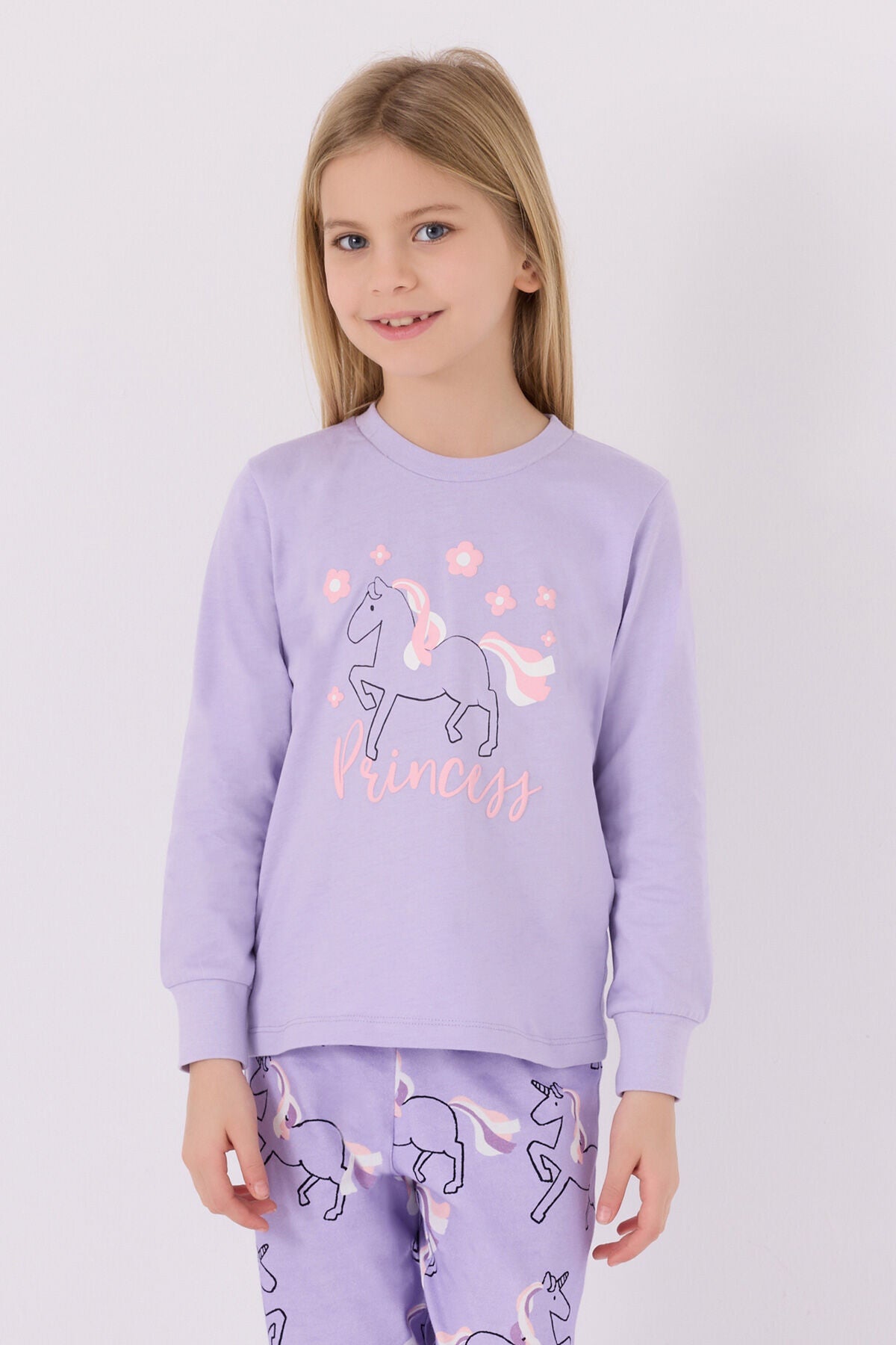 Kız Çocuk Mor Uzun Kol Pijama Takım Ürün ikincil görseli