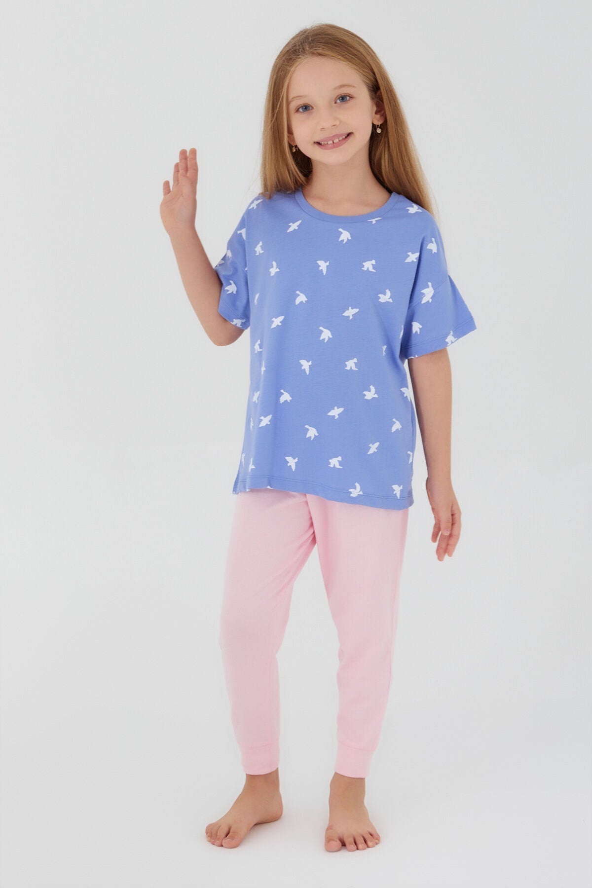 Birds Lavanta Kız Çocuk Kısa Kol Pijama Takım