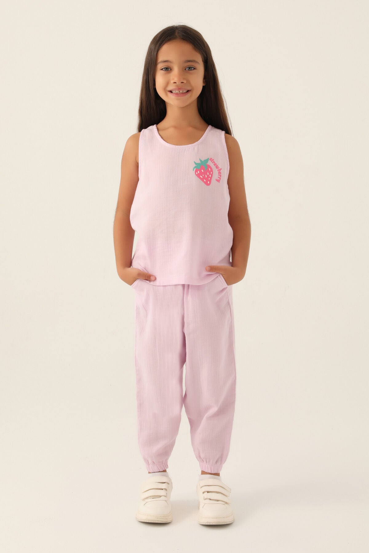 Rolypoly Kız Çocuk Bisiklet Yaka Pigment Baskılı Yazlık Regular Fit Mor Pijama Takımı RP3412-C-V1 Ürün ana görseli