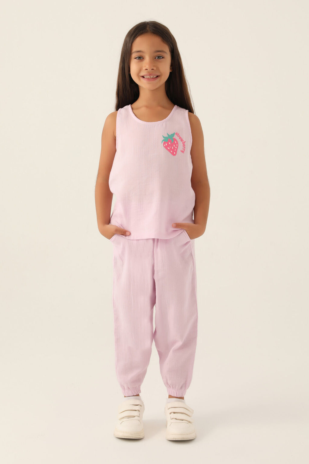 Rolypoly Kız Çocuk Bisiklet Yaka Pigment Baskılı Yazlık Regular Fit Mor Pijama Takımı RP3412-C-V1
