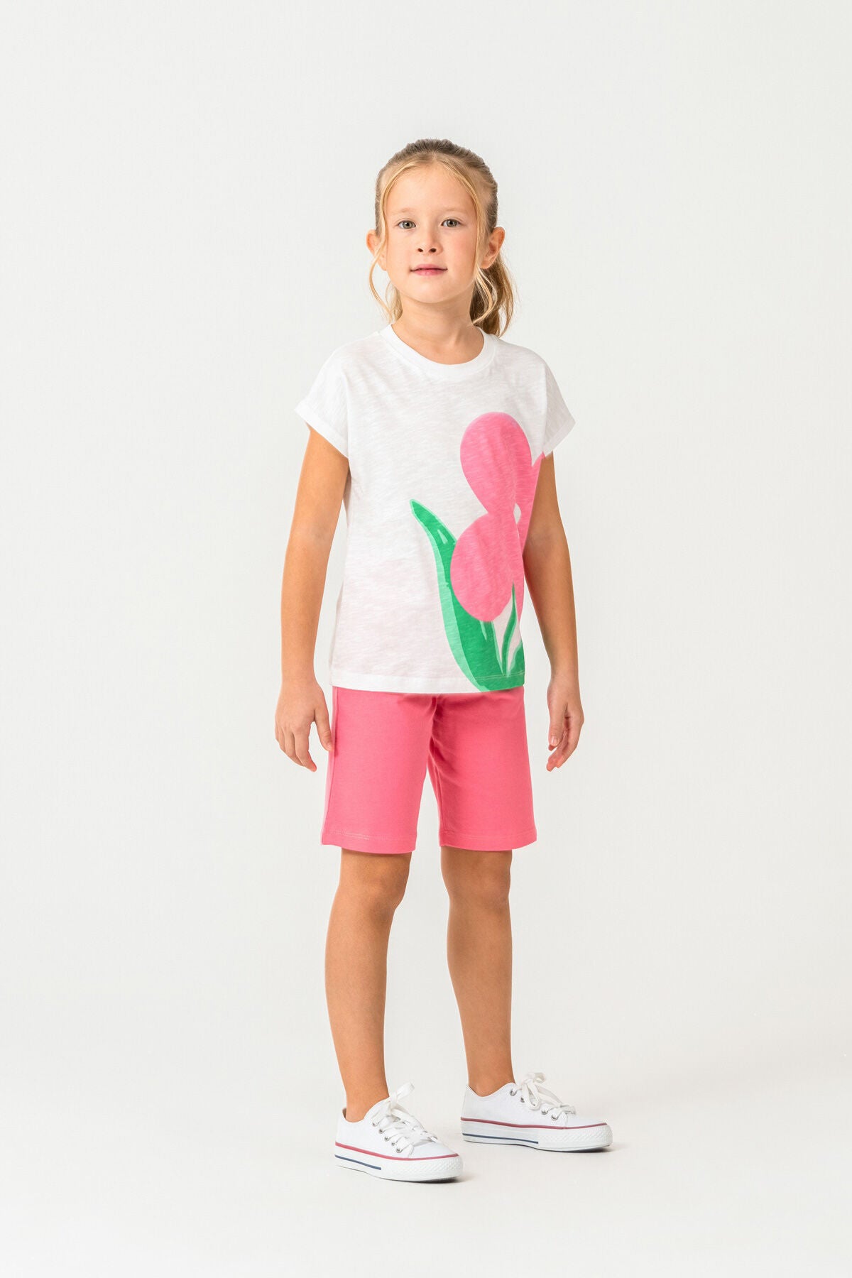 Rolypoly Kız Çocuk Pembe Bermuda Takım
