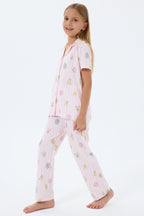 Rolypoly Kız Çocuk Pembe Gömlek Pijama Takım