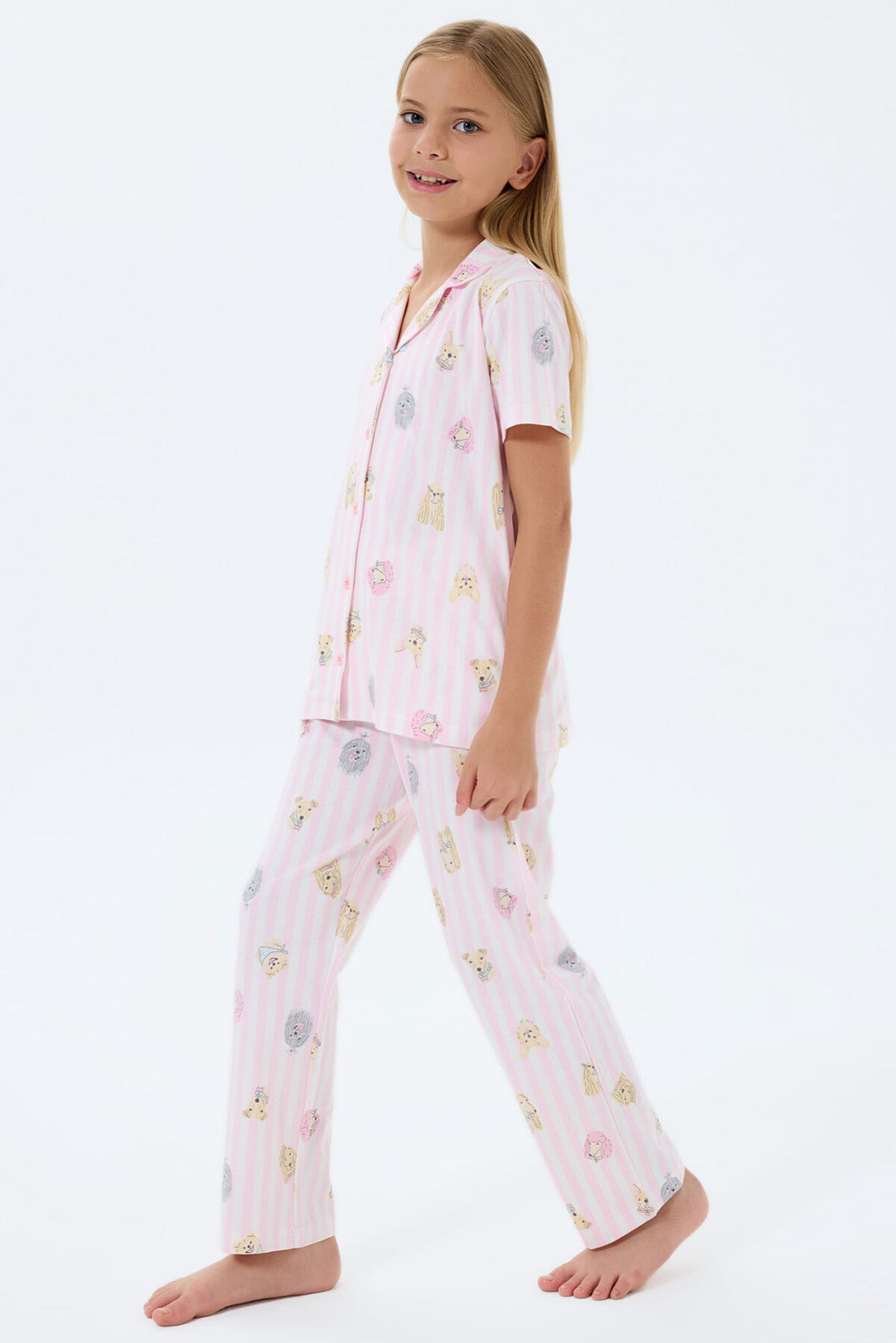 Rolypoly Kız Çocuk Pembe Gömlek Pijama