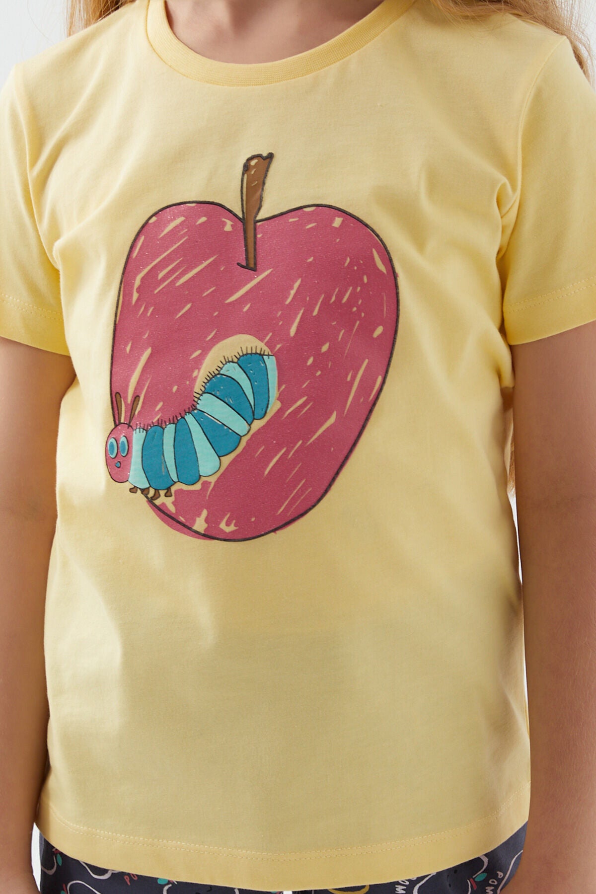 Wormy Apple Sarı Kız Çocuk Kapri Takım