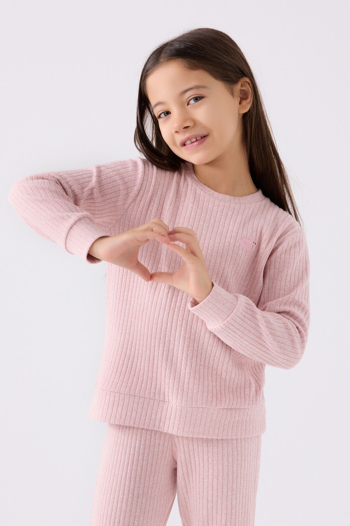 Kız Çocuk Pembe Uzun Kol Pijama Takım Ürün ikincil görseli