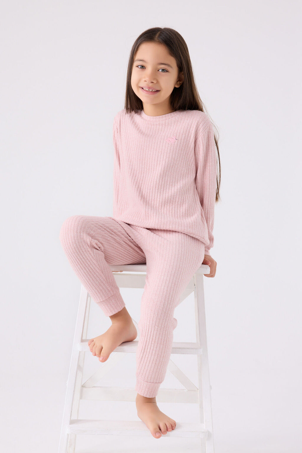 Kız Çocuk Pembe Uzun Kol Pijama Takım