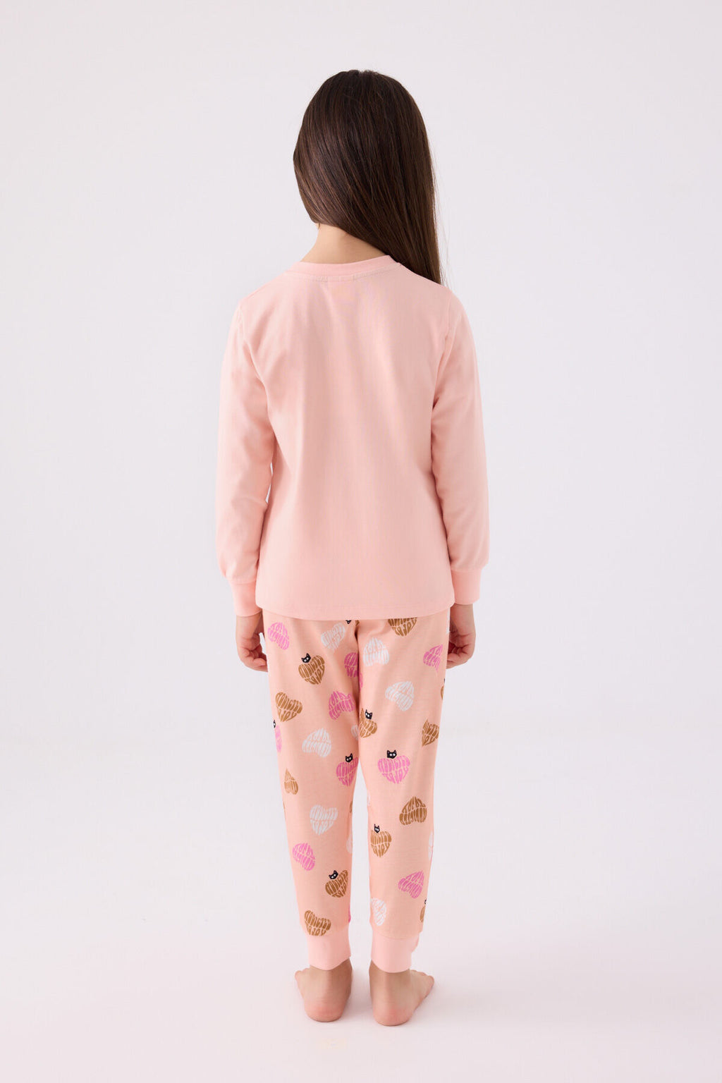 Kız Çocuk Pembe Uzun Kol Pijama Takım