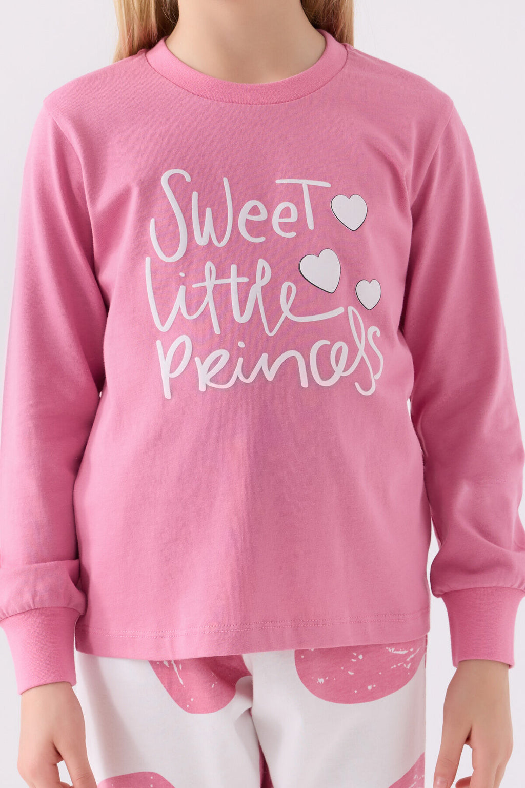 Rolypoly Kız Çocuk Pembe Regular Fit Bisiklet Yaka Sweet Little Princess Baskılı Pijama Takımı Rp3470-C-V1
