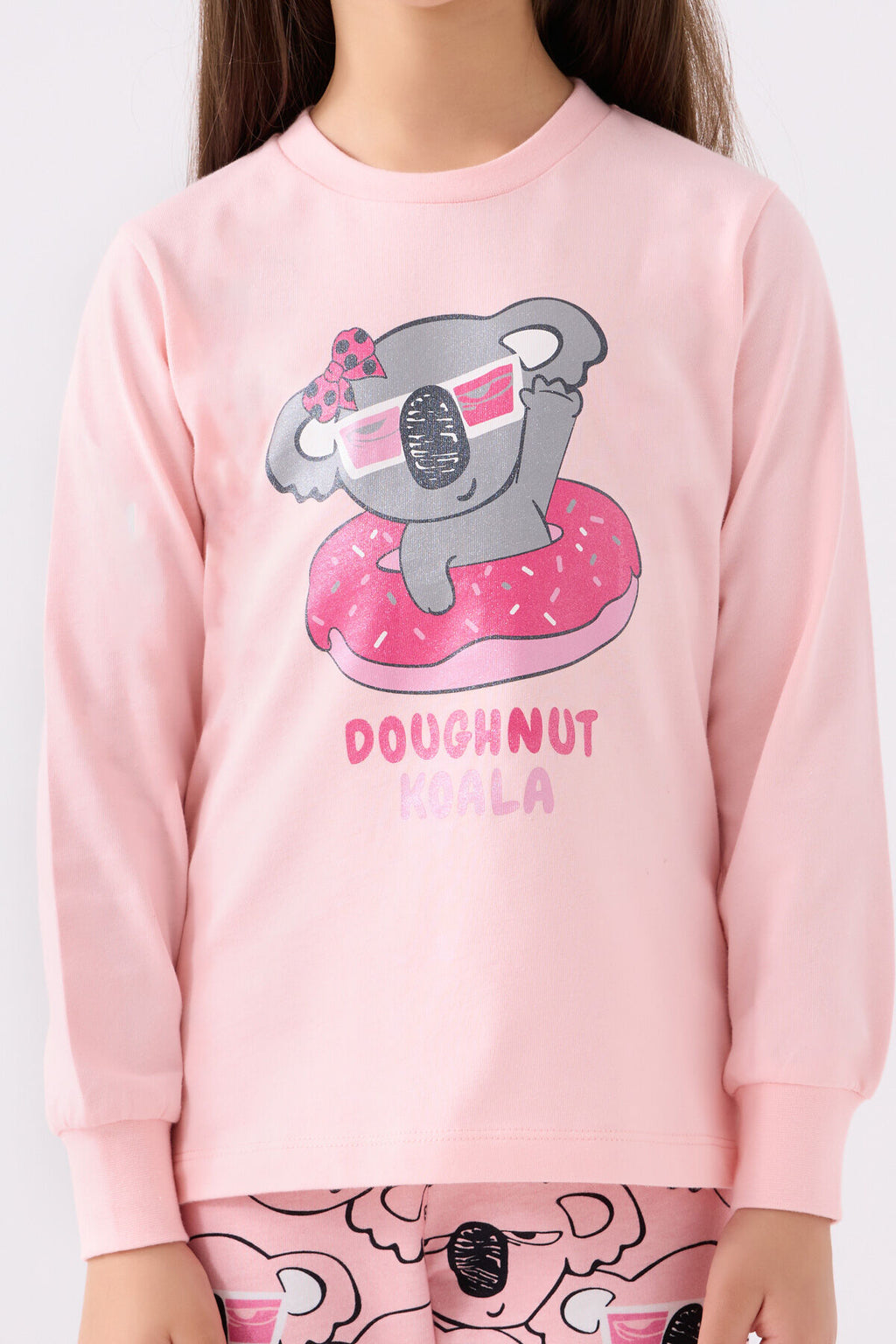 Kız Çocuk Pembe Uzun Kol Pijama Takım RP3490-C-V2