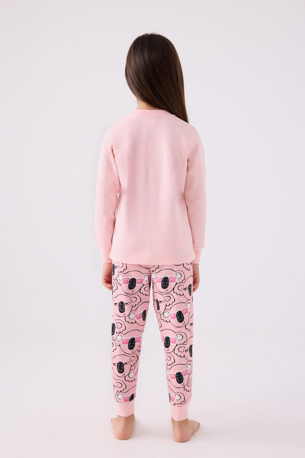 Kız Çocuk Pembe Uzun Kol Pijama Takım