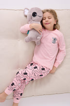 Kız Çocuk Pembe Uzun Kol Pijama Takım