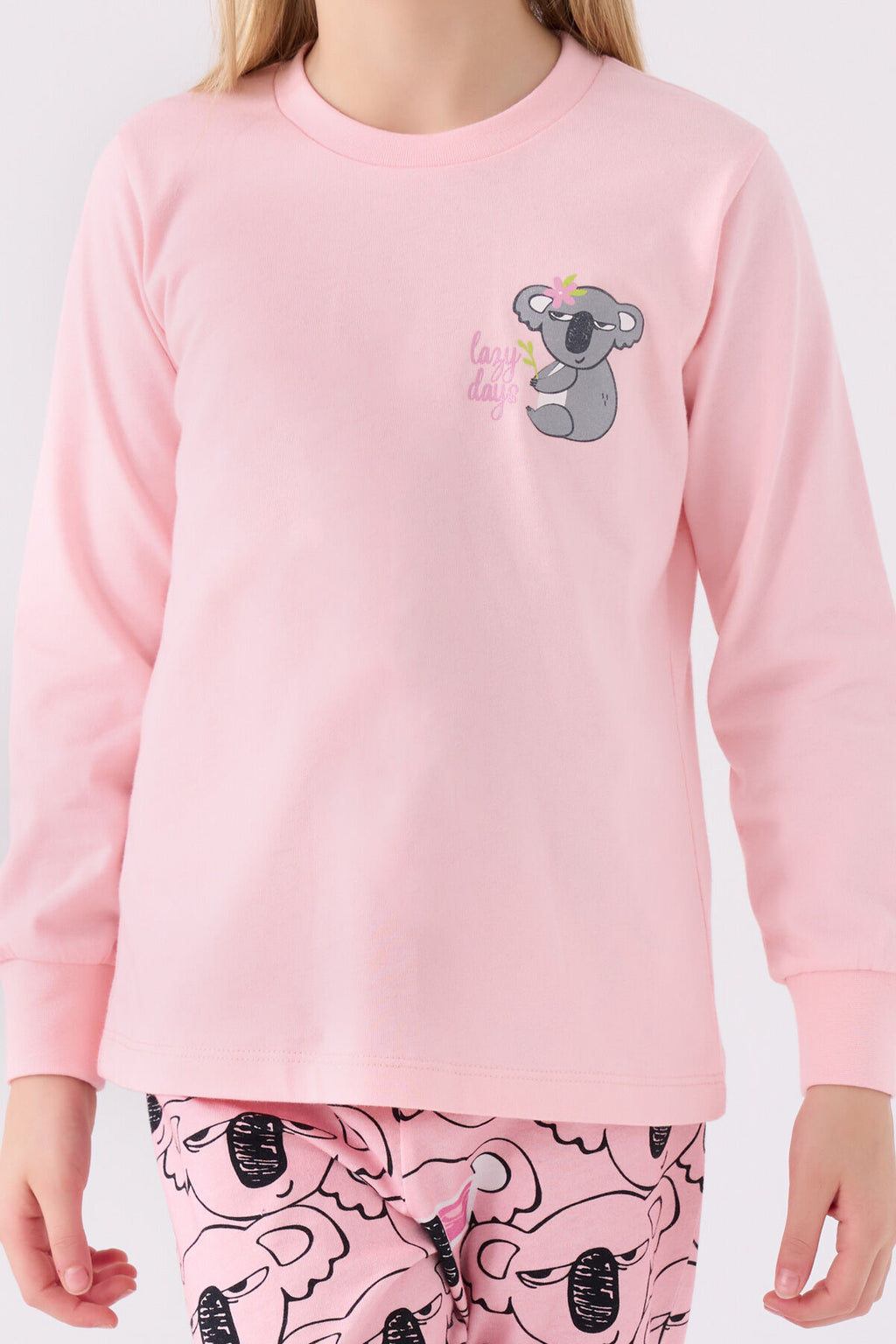 Kız Çocuk Pembe Uzun Kol Pijama Takım