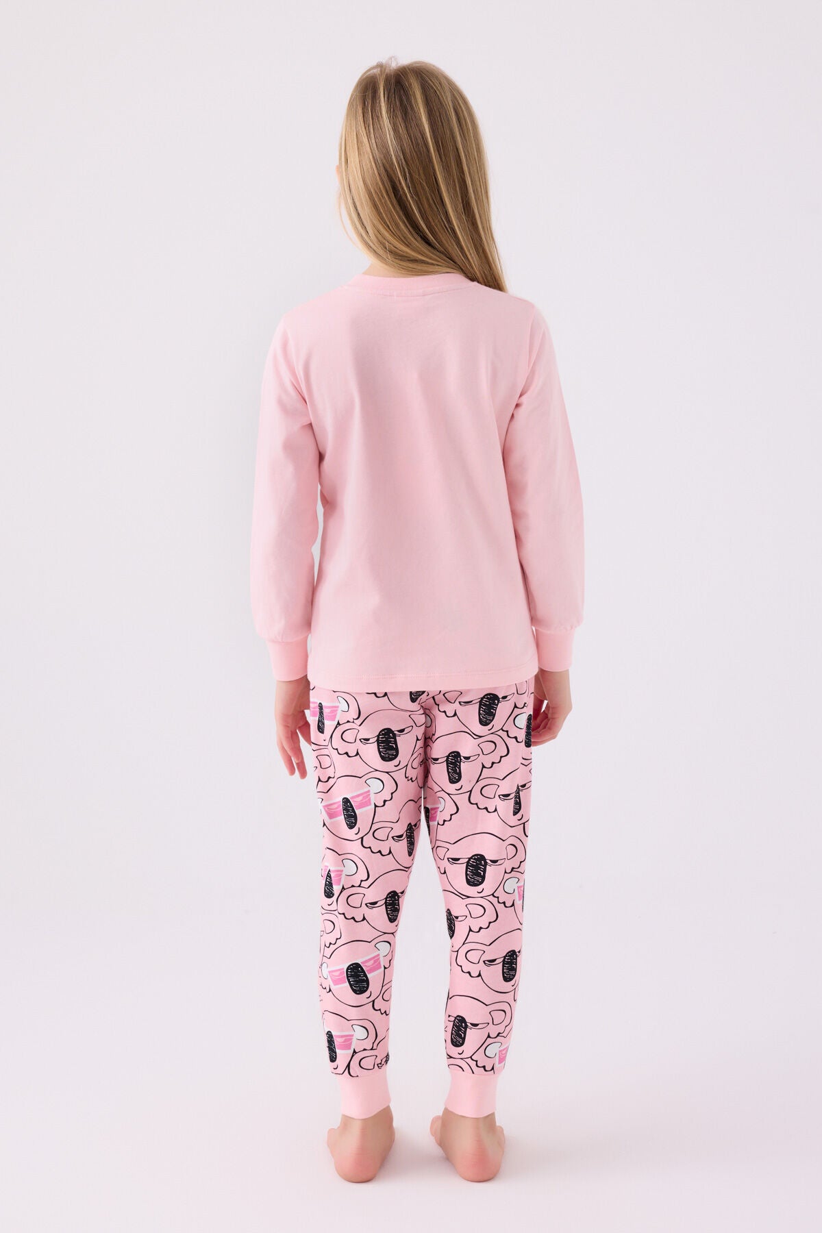 Kız Çocuk Pembe Uzun Kol Pijama Takım