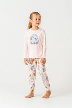 Rolypoly Kız Çocuk Bisiklet Yaka Baskılı Yazlık Relaxed Fit Pembe Pijama Takımı RP3775-C-V2