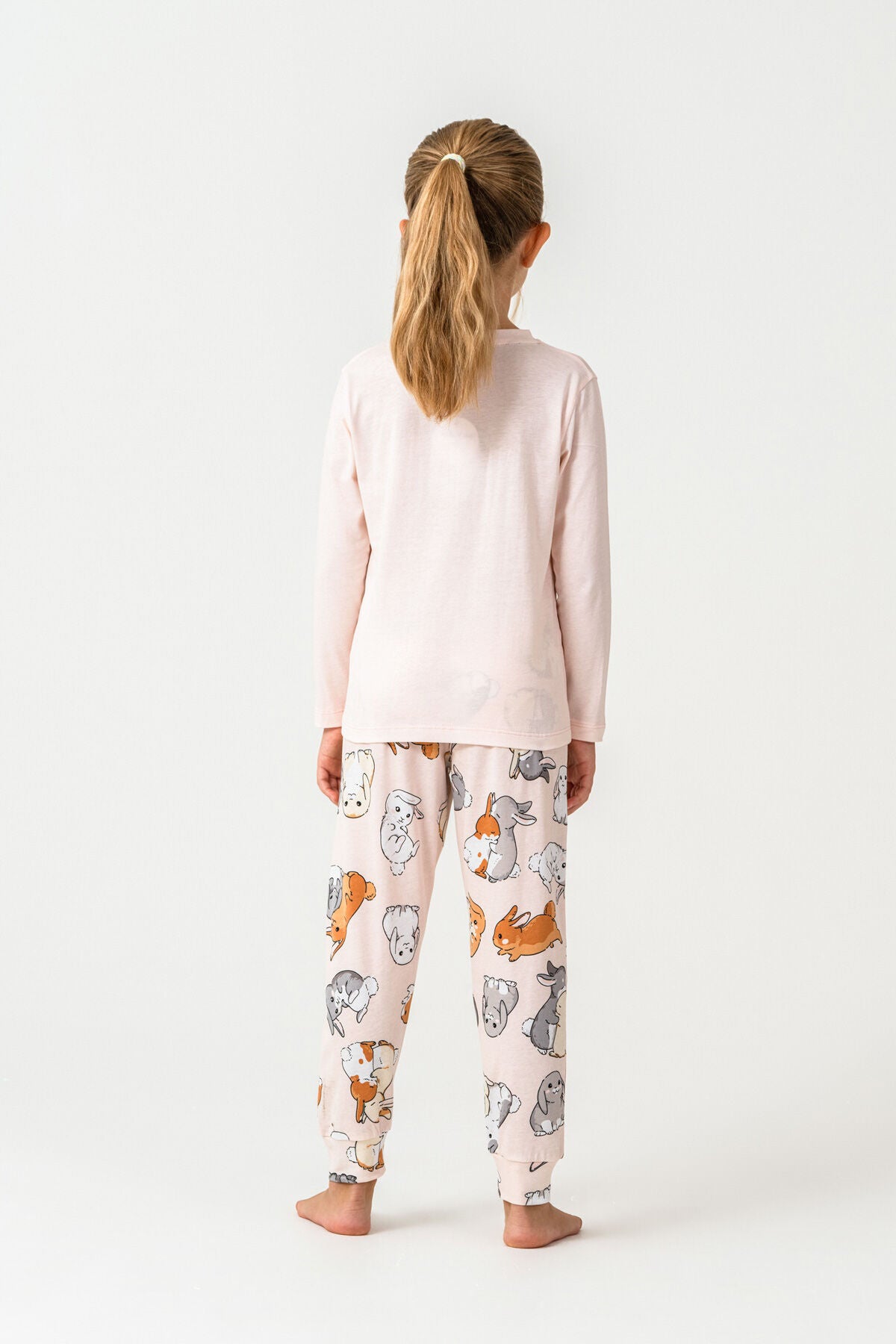 Rolypoly Kız Çocuk Bisiklet Yaka Baskılı Yazlık Relaxed Fit Pembe Pijama Takımı RP3775-C-V2