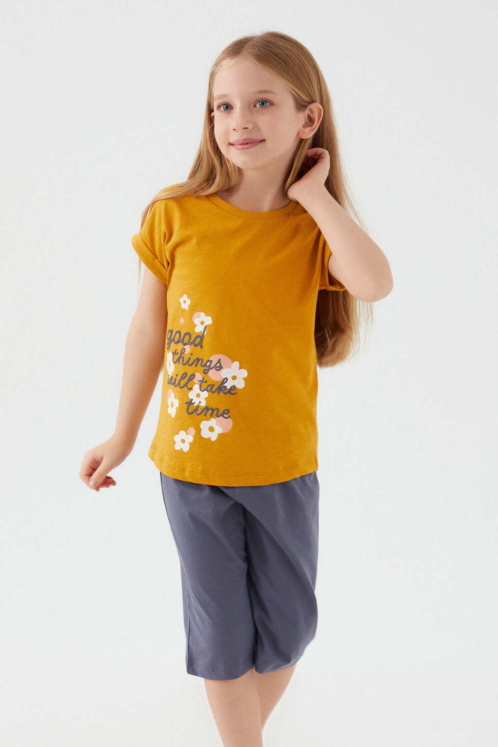 Good Things Will Koyu Hardal Kız Çocuk Kapri Takım
