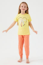We Love Tropical Yeşil Kız Çocuk Kısa Kol Pijama Takım
