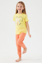 We Love Tropical Yeşil Kız Çocuk Kısa Kol Pijama Takım
