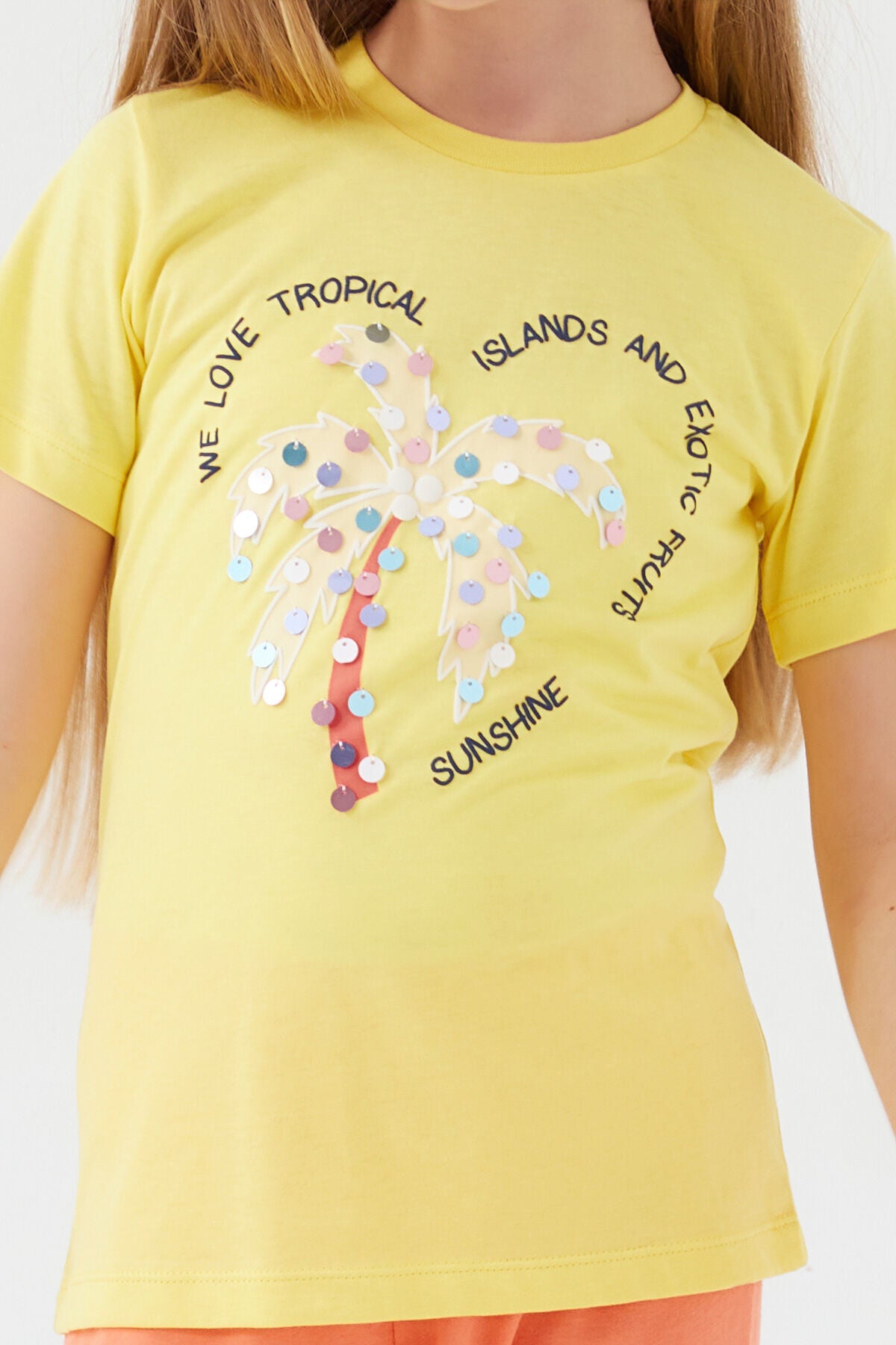 We Love Tropical Yeşil Kız Çocuk Kısa Kol Pijama Takım