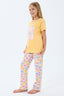 Rolypoly Kız Çocuk Bisiklet Yaka Baskılı Yazlık Regular Fit Sarı Pijama Takımı RP3782-C-V2