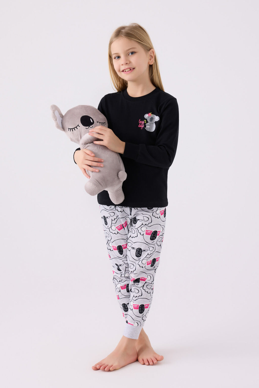 Kız Çocuk Siyah Uzun Kol Pijama Takım