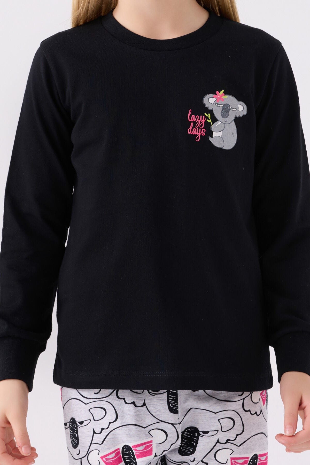 Kız Çocuk Siyah Uzun Kol Pijama Takım