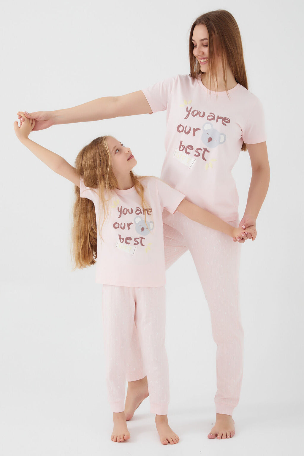 Kız Çocuk Kısa Kol Toz Somon Pijama Takım 3089