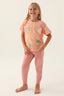 Rolypoly Kız Çocuk Bisiklet Yaka Pigment Baskılı Yazlık Regular Fit Turuncu Pijama Takımı RP3386-C-V2