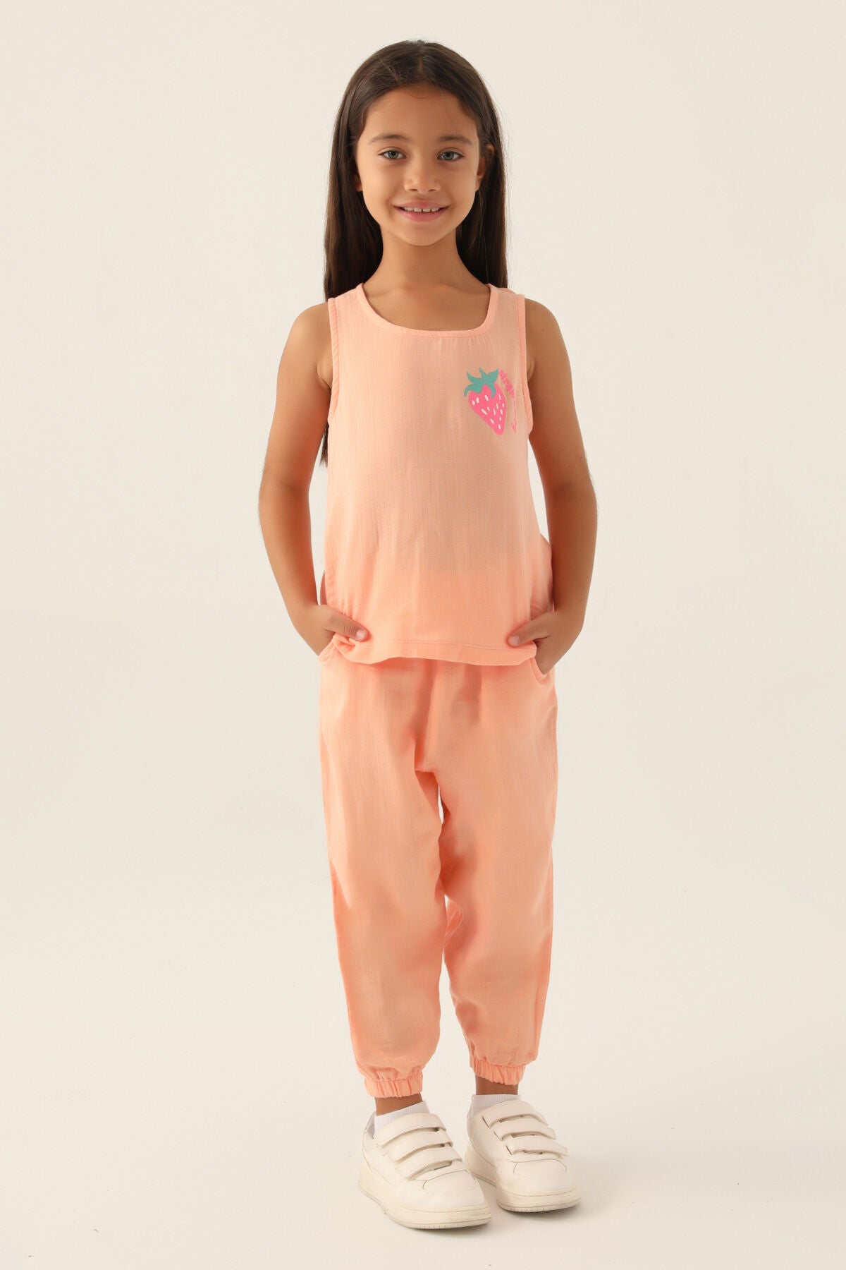 Kız Çocuk Somon Pijama Takımı Ürün ana görseli