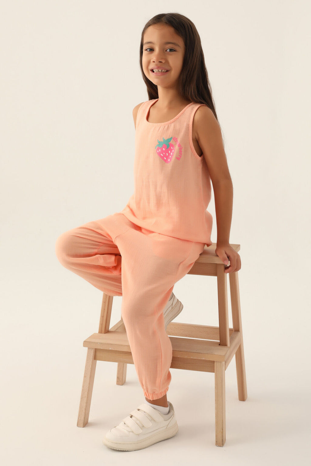 Kız Çocuk Somon Pijama Takımı