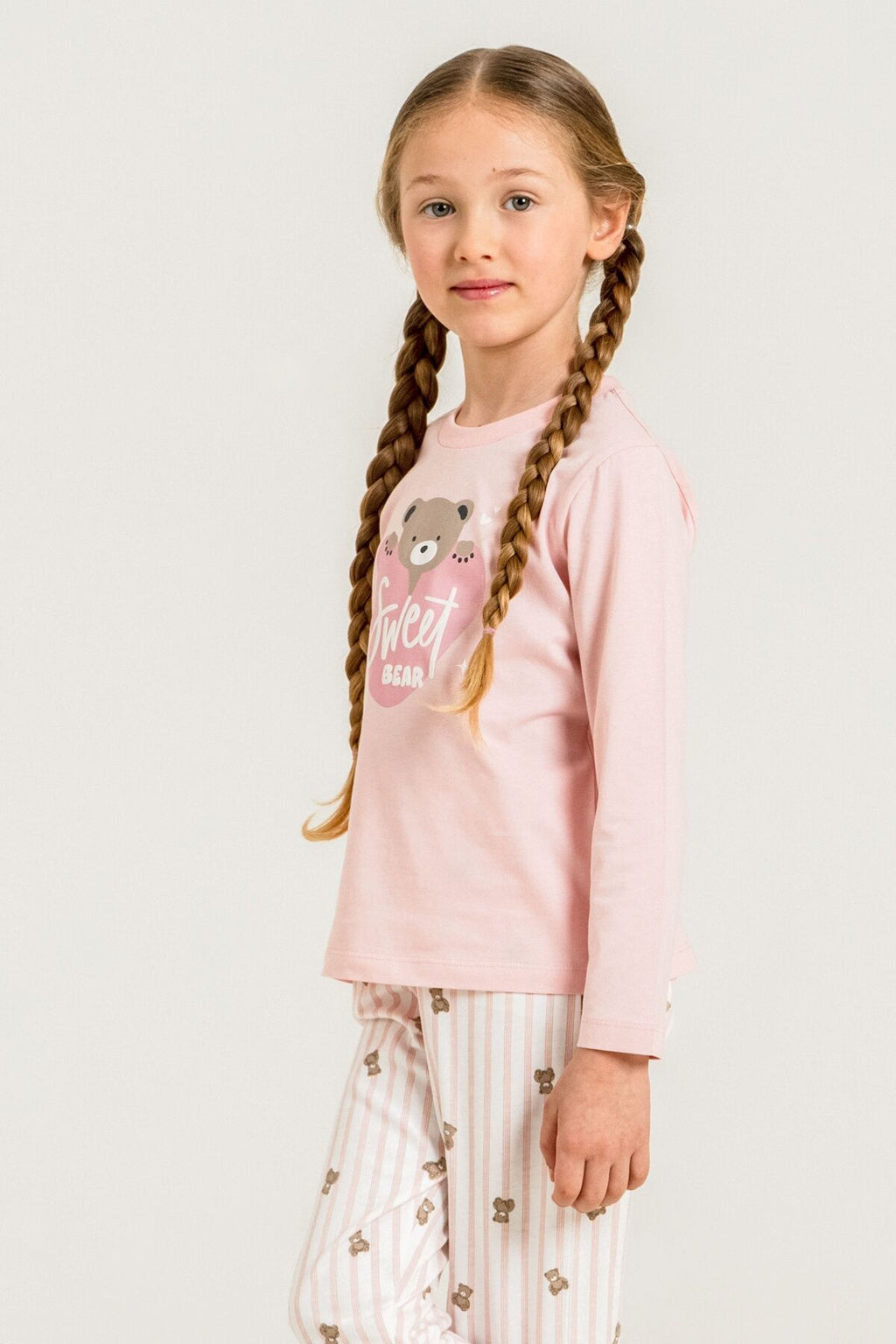 Rolypoly Kız Çocuk Sweet Bear Pembe Uzun Kol Pijama Takım RP3911-C-V1