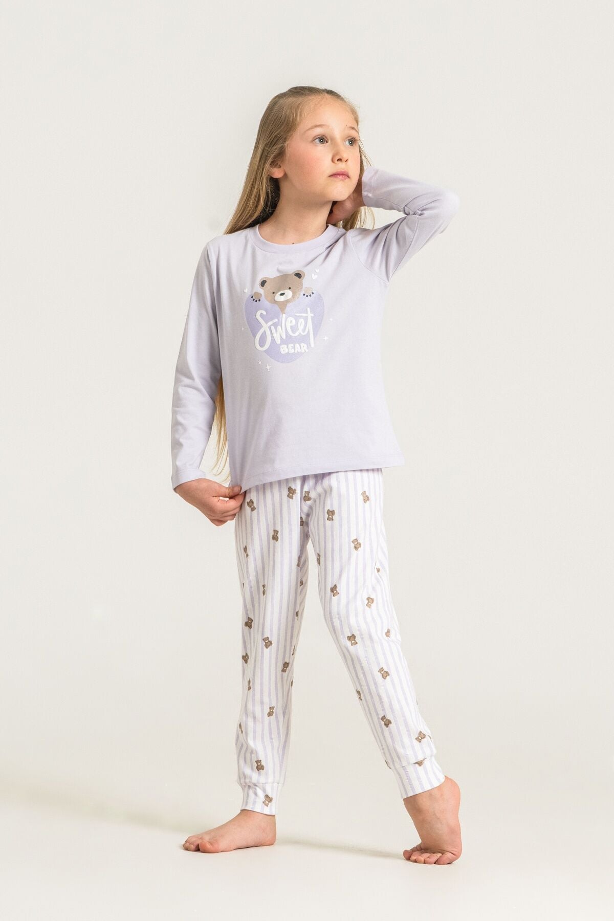Rolypoly Kız Çocuk Sweet Bear Pembe Uzun Kol Pijama Takım RP3911-C-V2