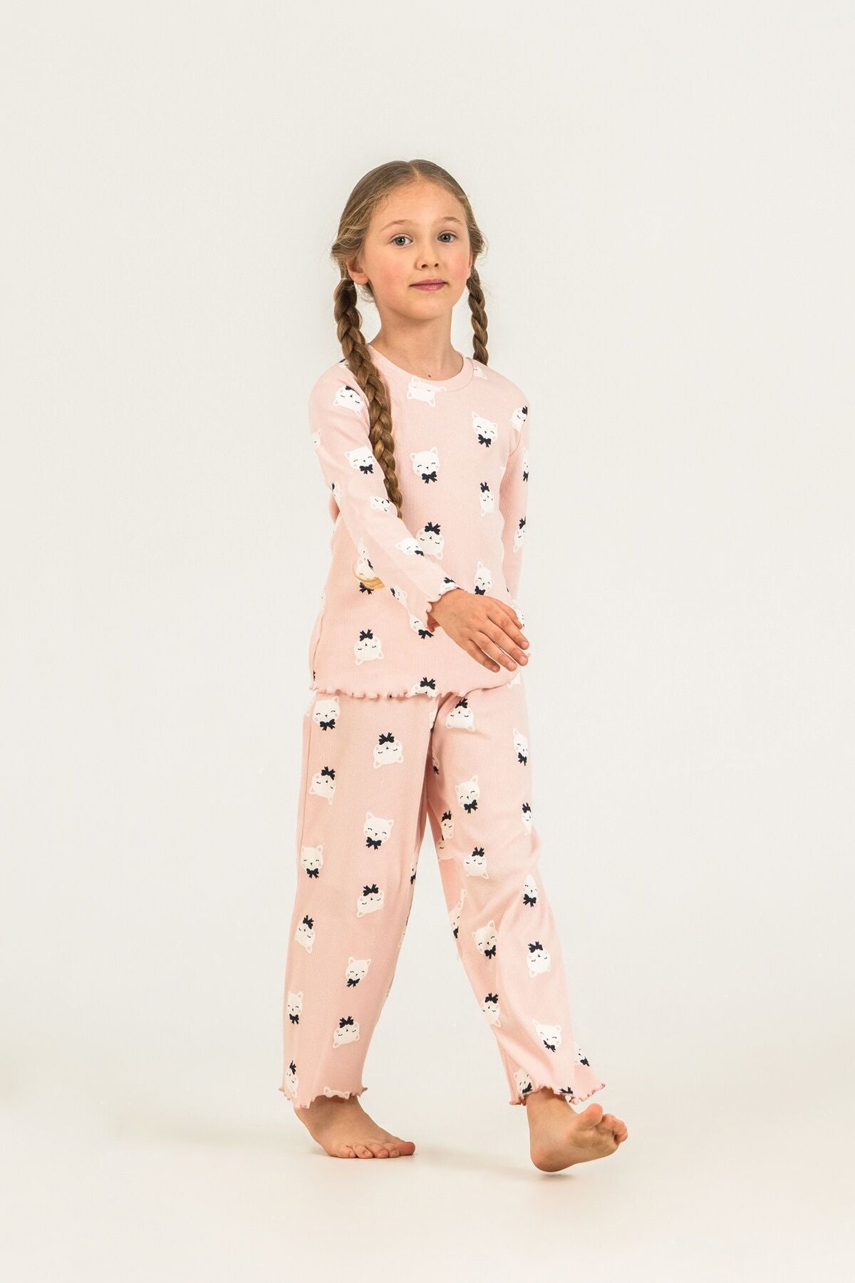 Rolypoly Kız Çocuk Teddy Bears Turuncu Uzun Kol Pijama Takım RP3901-C-V1 Ürün ana görseli