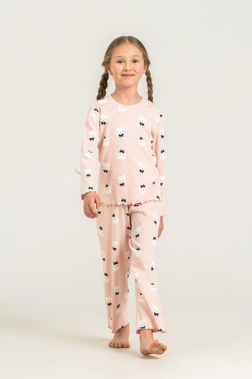 Rolypoly Kız Çocuk Teddy Bears Turuncu Uzun Kol Pijama Takım RP3901-C-V1