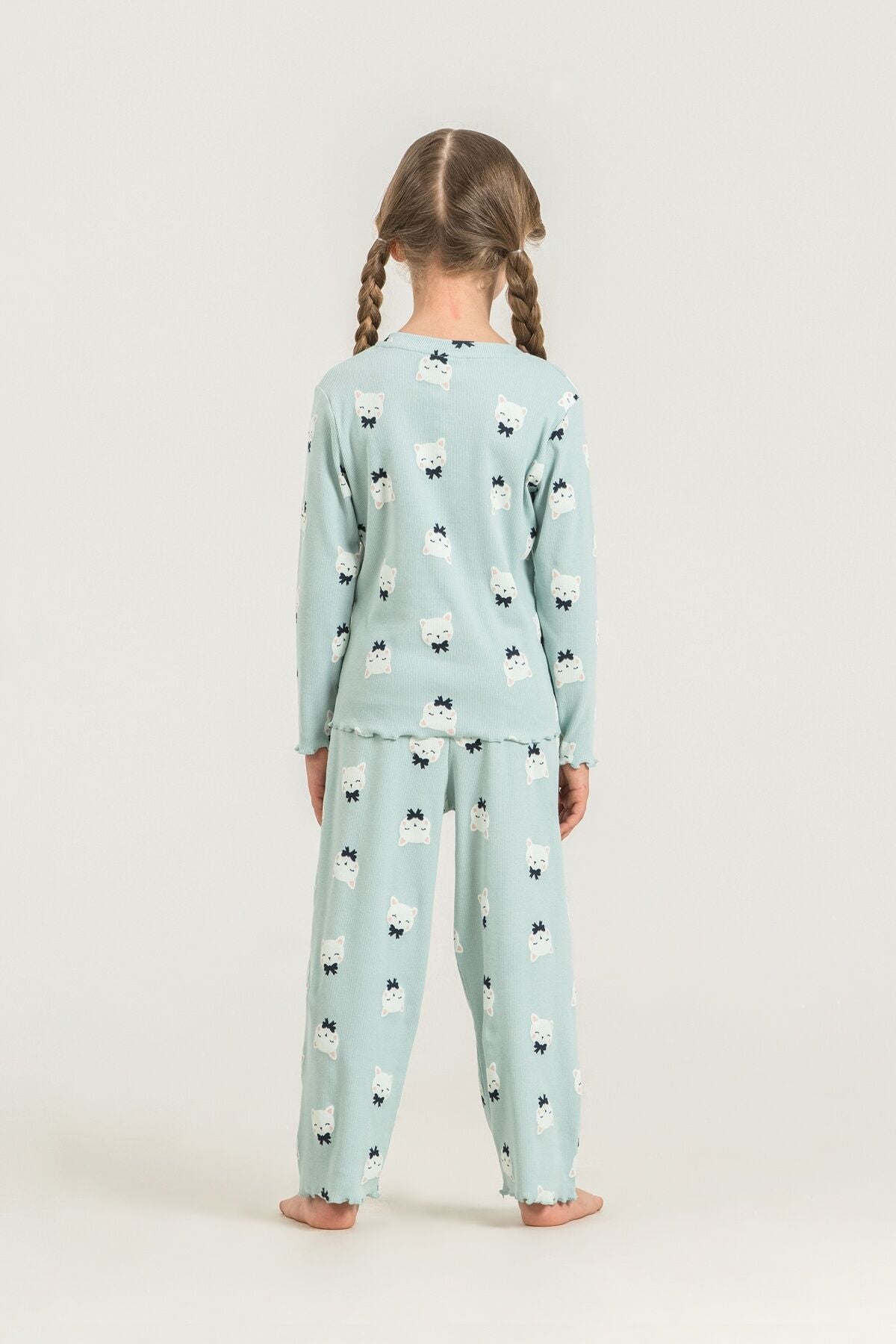 Rolypoly Kız Çocuk Teddy Bears Yeşil Uzun Kol Pijama Takım RP3901-C-V2