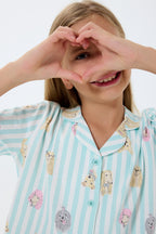 Rolypoly Kız Çocuk Yeşil Gömlek Pijama