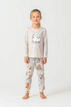 Rolypoly Kız Çocuk Bisiklet Yaka Baskılı Yazlık Relaxed Fit Gri Pijama Takımı RP3775-C-V1