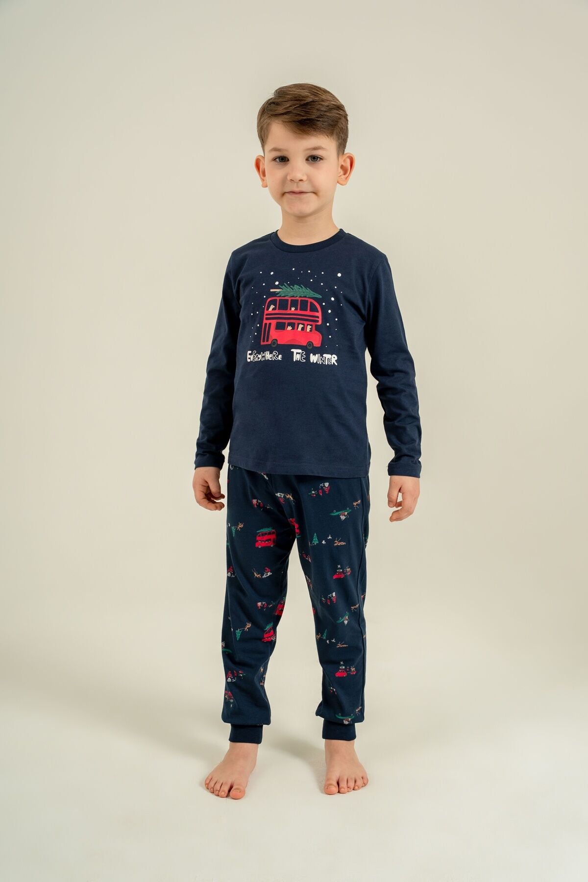 Rolypoly Let It Snow Baba Oğul Lacivert Uzun Kol Pijama Takım RP3939-A-V1 Ürün ikincil görseli