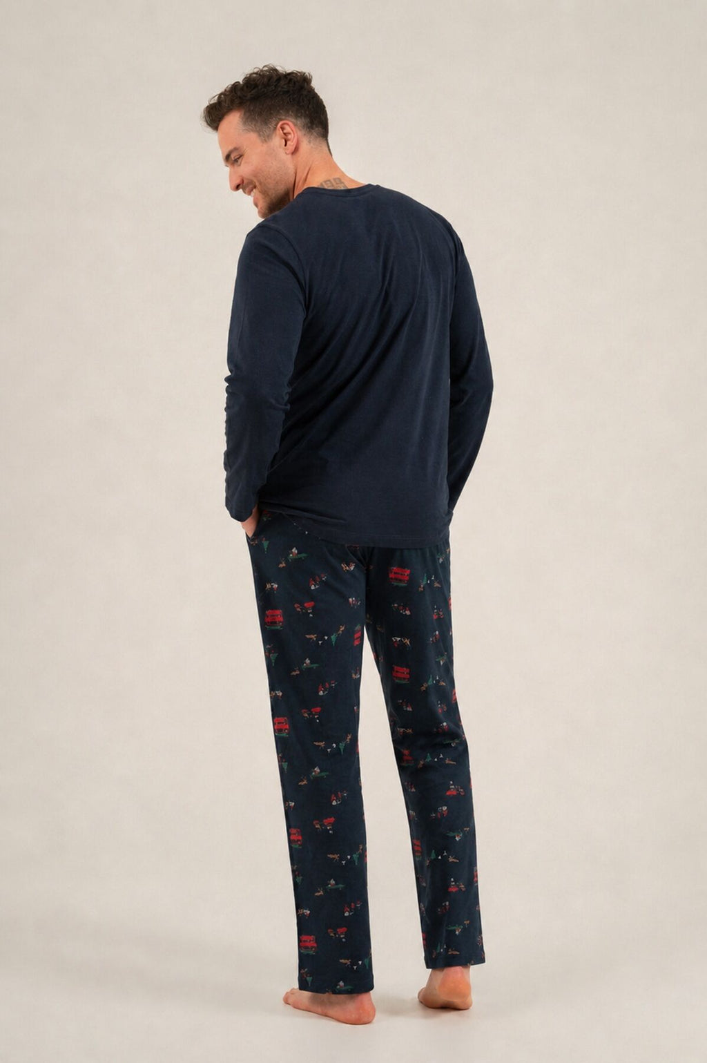 Rolypoly Let It Snow Baba Oğul Lacivert Uzun Kol Pijama Takım RP3939-A-V1